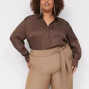 NWT Lane Bryant Satin Button-Down No Peek Hidden Buttons Shirt - Size 18/20